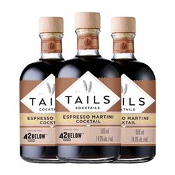 Schnapps Bacardí Tails Cocktail — Cóctel Botella Medium 50 cl Caffè Espresso — Café Expreso, Dry Martini (Caja de 3 unidades)