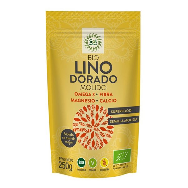Semillas de Lino dorado molido bio 250g Sol Natural-lateral