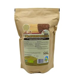 Biologischer gemahlener Leinsamen, braun, 500 g.
