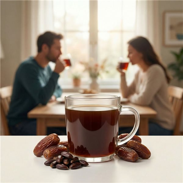 Semillas tostadas de dátiles en polvo BIO | Café de dátiles | (250g) | Alternativo al Café, prebióticos y polifenoles naturales | Sin cafeína ni ácidez-trasera