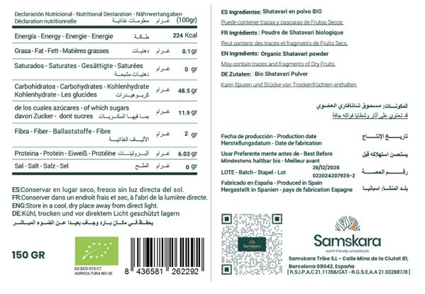 Shatavari en Polvo BIO - 150g-lateral