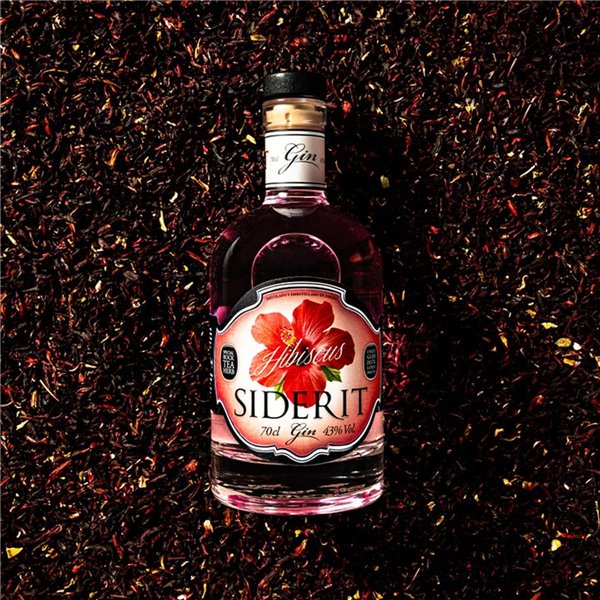 SIDERIT Gin Hibiscus 43% Vol, 700 ml - Handwerklich hergestellter floraler Gin destilliert mit Hibiskusblüte und 12 Botanicals. Dreifachdestillationsprozess in Glas für maximale Reinheit und aromatisches Gleichgewicht.-trasera