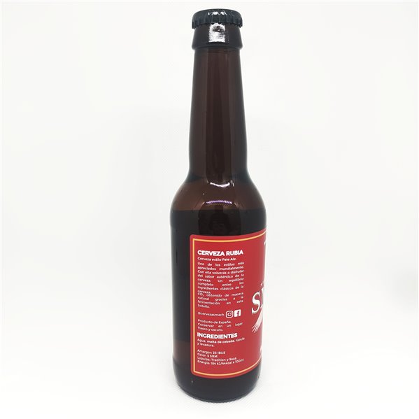 SMACH Cerveza Artesana SDR Pale Ale – 5% Vol, 33 cl – Rubia Refrescante, Natural y Sin Filtrar-lateral