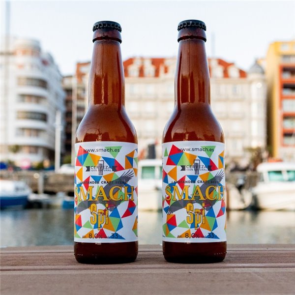 SMACH Craft Beer SPI Double IPA (DIPA) - 8% Vol, 33 cl - High Intensity, Tropical Notes and Strong Bitterness (Pack of 6)-izquierda