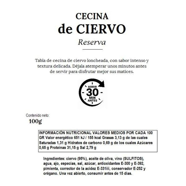 Sobre de cecina de ciervo 100 g-detalle
