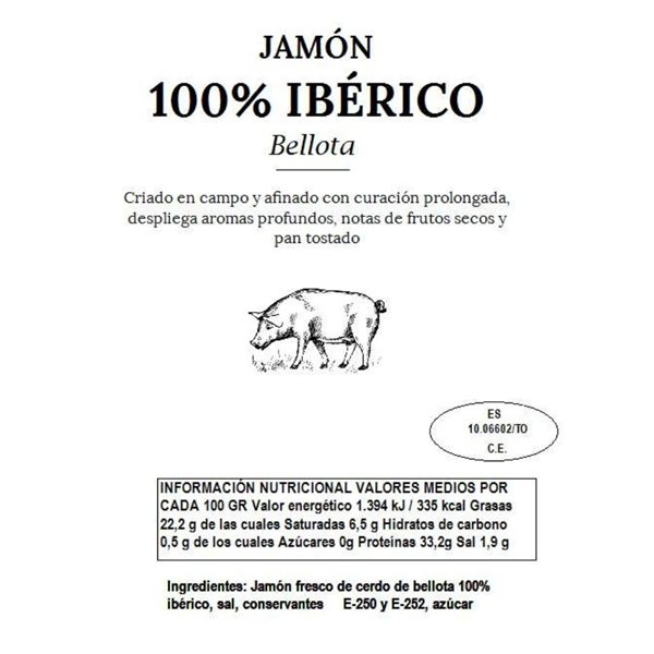 Sobre de jamón 100% ibérico de bellota 100g-izquierda