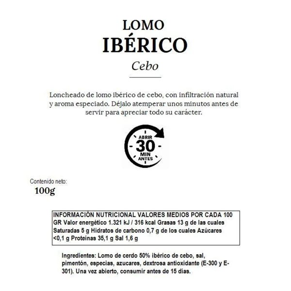 Sobre de lomo ibérico 100 g loncheado-lateral