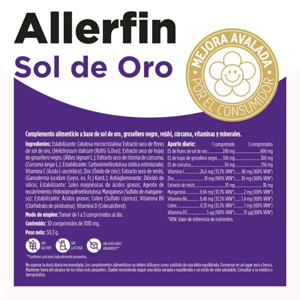 Sol de oro Allerfin 30 comprimés Eladiet-detalle