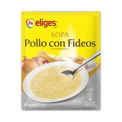 Soupe de poulet aux nouilles. Vous choisissez 80g.