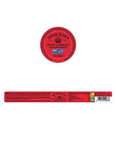 SPHERIKA, red smoked herring spheres 50g-trasera