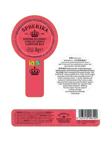 SPHERIKA, huevas rojas de lumpo-trasera