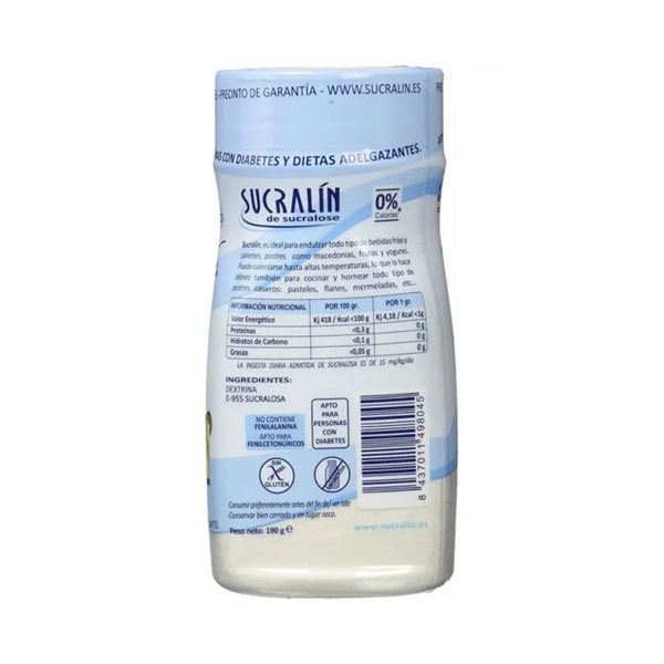 Sucralose granulé pour les diabétiques 190g Sucralose-lateral