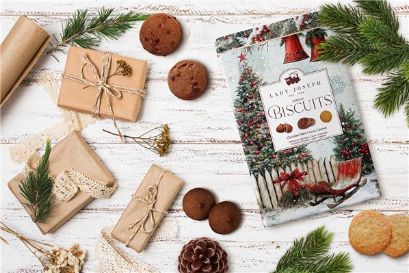 Surtido de galletas en caja metálica Navidad, Lady Joseph-detalle