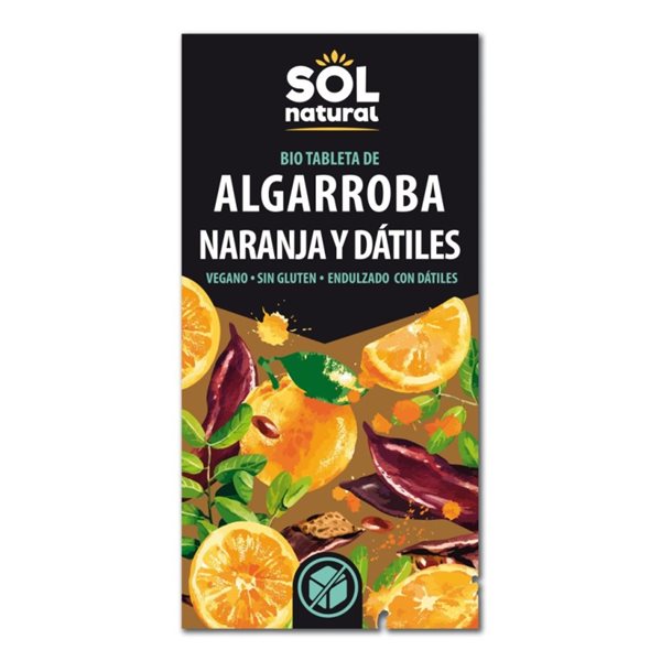 Comprimé de caroube à l'orange et aux dattes bio 70g Sol Natural-detalle