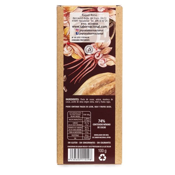 Pack mit 3 Tabletten Schokolade mit roten Früchten und Honig - 100 g.-izquierda