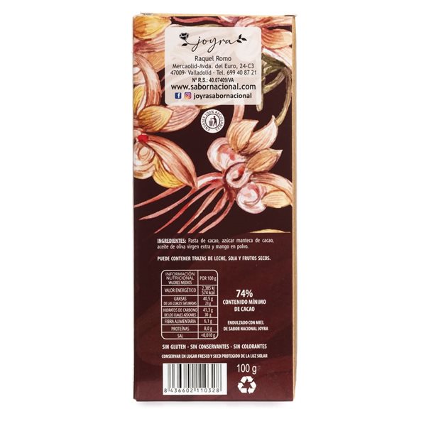 Pack mit 3 handgefertigten Schokoladentafeln mit Mango und Honig - 100 g.-izquierda
