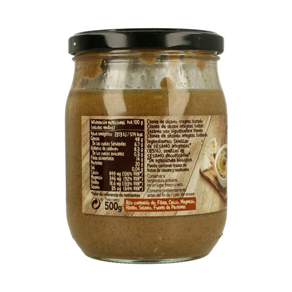 Organic Whole Toasted Tahini without Salt 500g Biocop-lateral