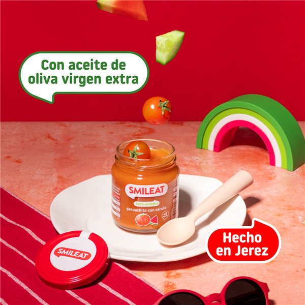 Gazpacho-Glas mit Wassermelone-trasera