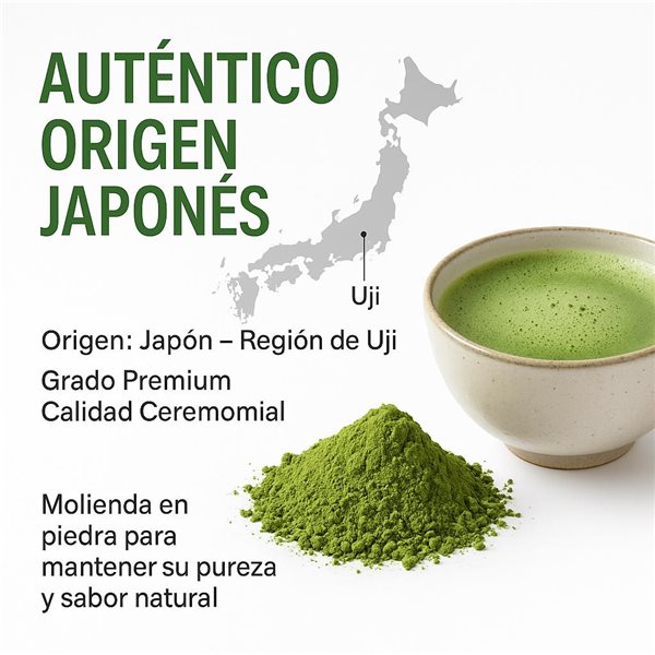 Japanischer Premium Matcha Tee 100 g - Bio, Vegan und Glutenfrei | 100 % Natürlich - Ursprung Japan-lateral