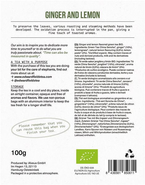 Ökologischer Grüner Tee mit Ingwer und Zitrone-lateral