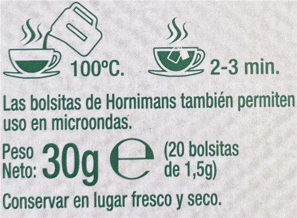 Thé vert Hornimans à la menthe-lateral