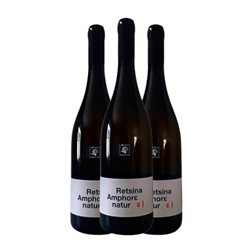 Tetramythos Retsina Rhoditis Peloponeso Ánfora, Nature 75 cl Vino Blanco (Caja de 3 unidades)