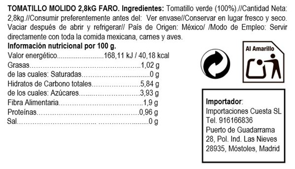 Grüner Tomatenpüree 2,8 kg Faro 2,8 kg-detalle