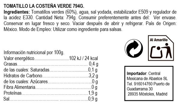 Tomatillo verde entero ""La Costeña"" 794gr-detalle
