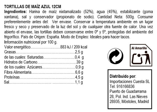 Tortilla de maíz azul 12 cm Nagual-detalle