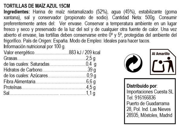 Tortilla de maíz azul 15 cm Nagual-detalle