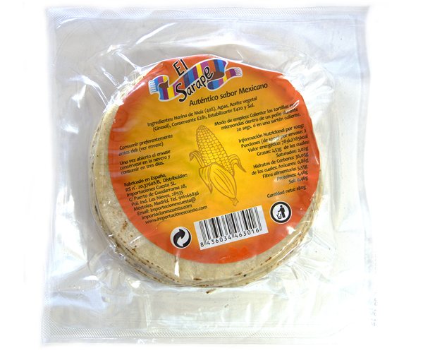 Tortilla de maiz blanco 12cm El Sarape 200gr-detalle
