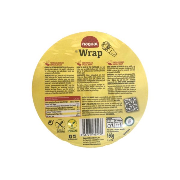 Mais-Tortilla-Wrap GROSS 20cm S/G 160g Nagual.-detalle