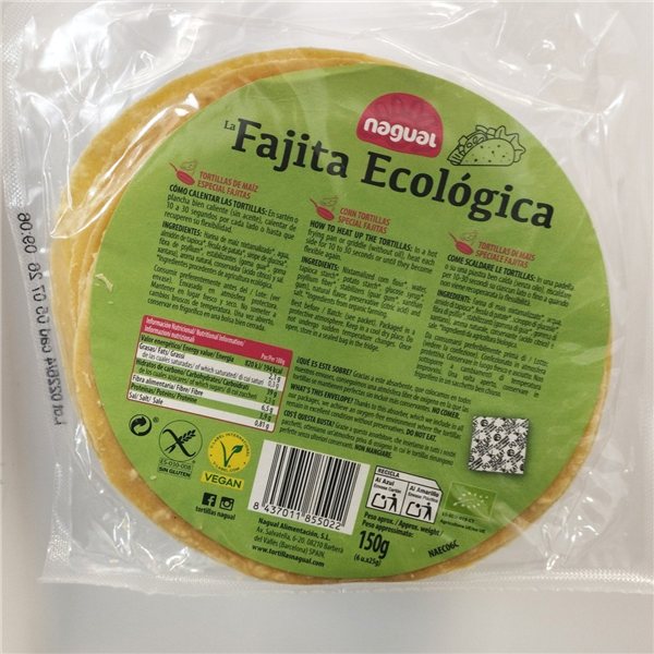 Tortilla maiz especial Fajita s/g 6 unidades Bio 150g Nagual-detalle