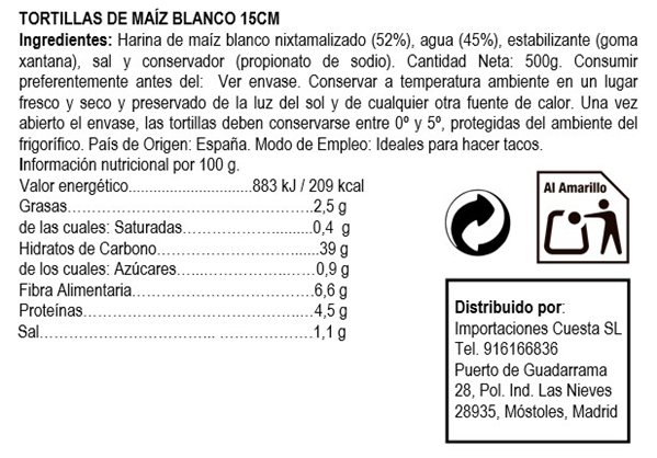 Tortillas de maiz blanco 15cm Nagual 500gr-detalle