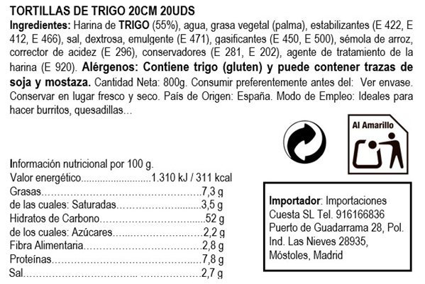 Tortillas trigo 20cm-detalle