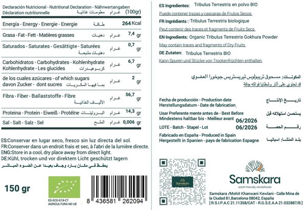 Tribulus Terrestris en Polvo BIO - 150g-detalle