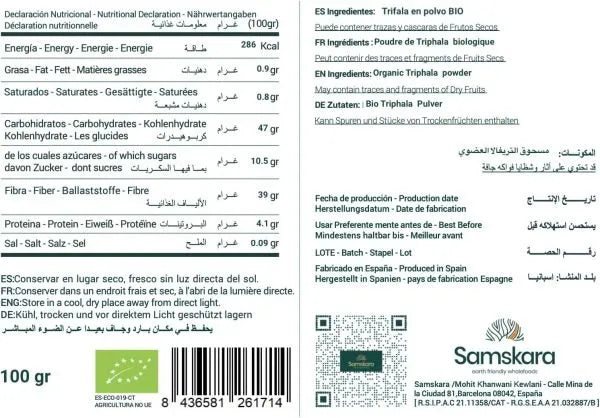 Triphala en Polvo BIO - 250g-lateral