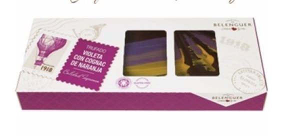 Chocolate truffle with violet and orange cognac-detalle