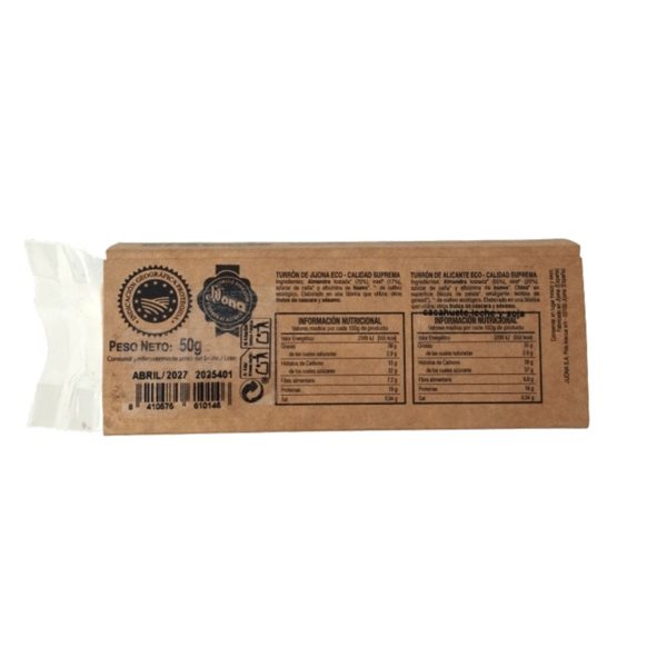 Alicante almond nougat mini Bio 50g El Abuelo-detalle