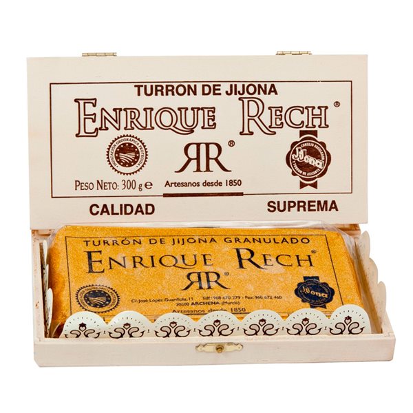 Turrón de Jijona Caja Madera 300g-detalle