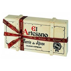 Turrón de Jijona El Artesano (moelleux) / Dans une boîte-cadeau en bois.