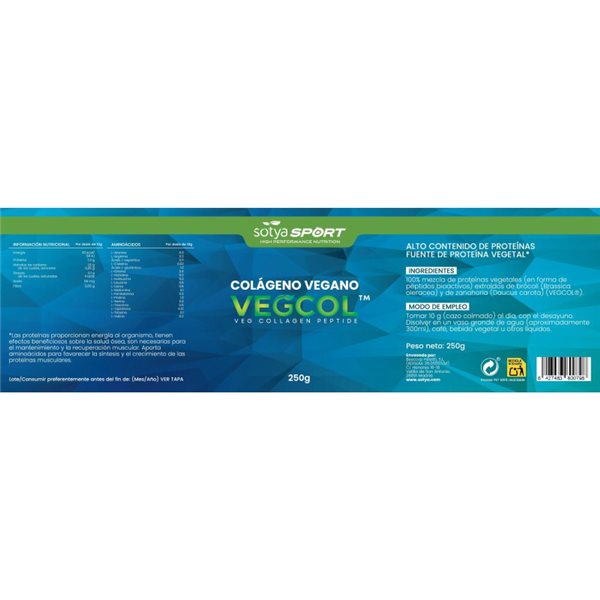 VEGCOL Vegan Collagen 250g Sotya SPORT-izquierda