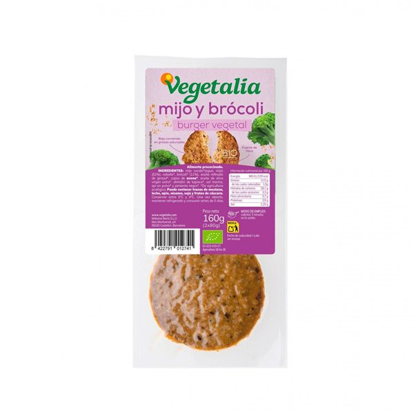 Organic Millet and Broccoli Veggie Burger 160g Vegetalia-detalle