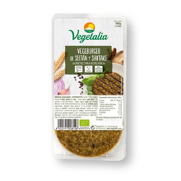 Seitan and shiitake bio vegeburger 160g Vegetalia-detalle
