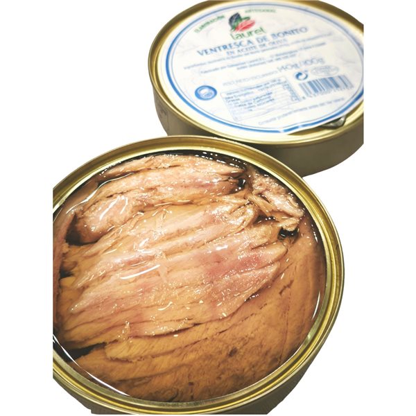 Weiße Thunfischbauchfilets in Olivenöl-detalle
