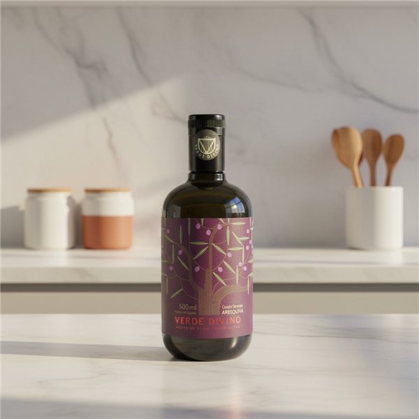 Divine Green Arbequina 500ml-lateral