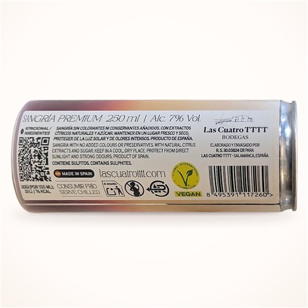 Sangría Premium en lata 250 ml | Las Cuatro TTTT-trasera