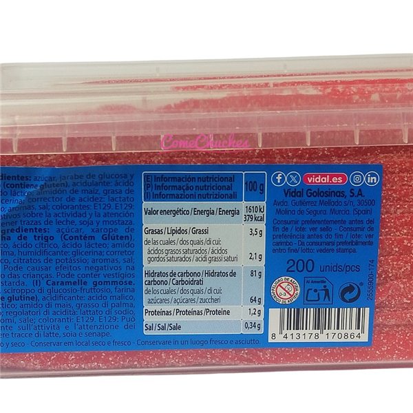 Vidal 200 Units Sour Strawberry Strips-lateral