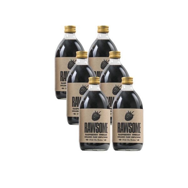 Organic unfiltered raspberry vinegar 6x500ml RAWSOME-detalle