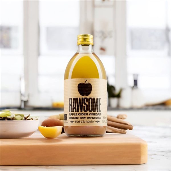 Apfelessig unfiltriert Bio 500ml RAWSOME-izquierda